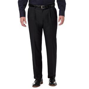 Haggar Premium Comfort Stretch Classic Fit Pleat Dress Pants, Black, 32W X 36L